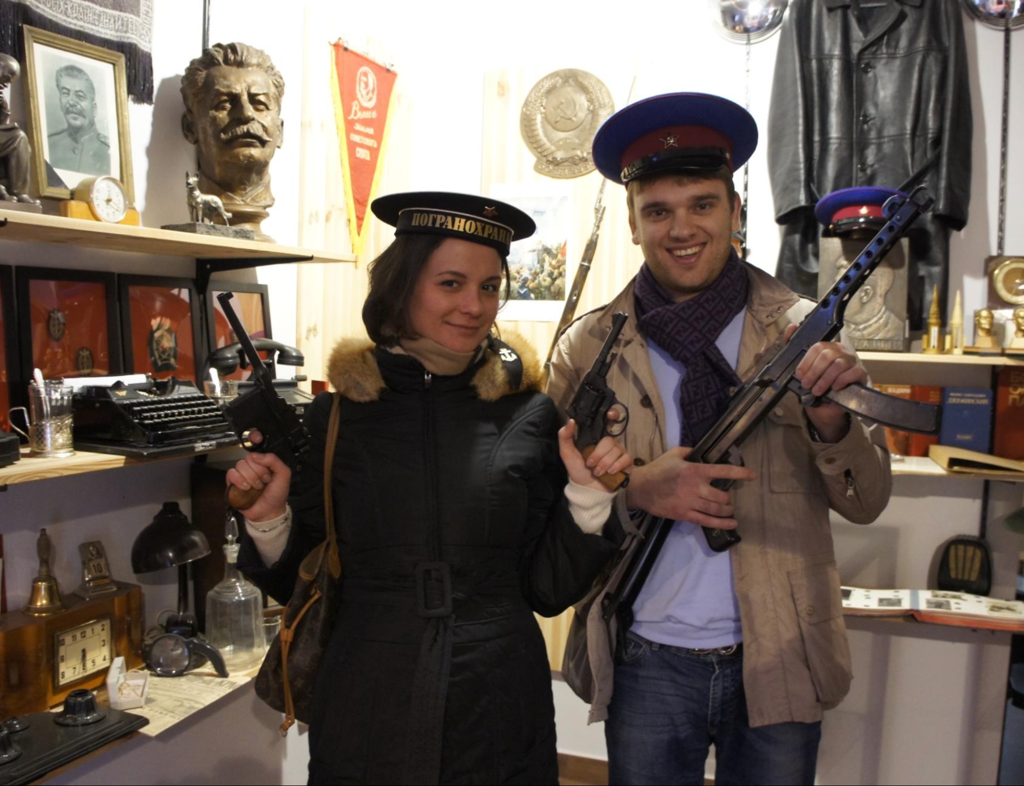 Kirill Griaznov and his ex-girlfriend Natalia Shcherbak in the KGB Museum in Prague, Czech Republic, posted on his Facebook page on March 22, 2012.
