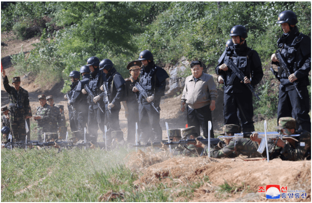 Kim Jong-un inspecting North Korea's special forces prior to their deployment to Russia.