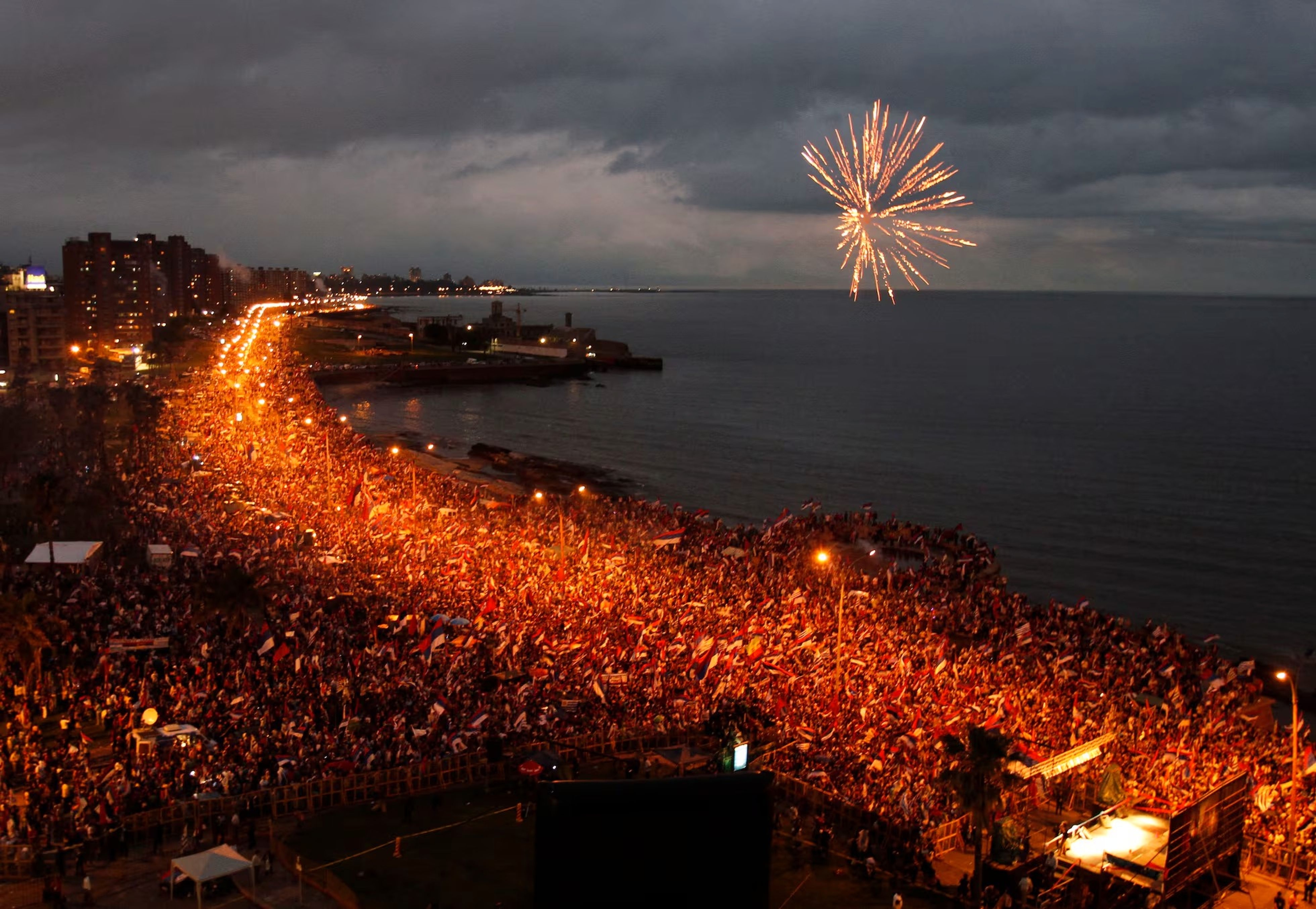 Tens of thousands of Uruguayans celebrate the election of José Mujica in 2009