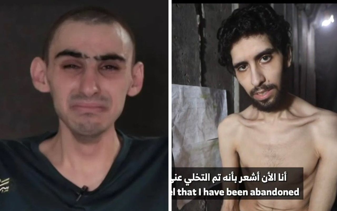 Israeli hostages Rom Breslavski and Evyatar David