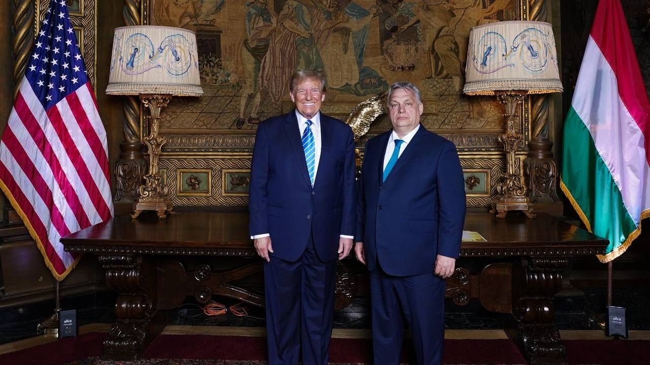 Trump at a meeting with Viktor Orban