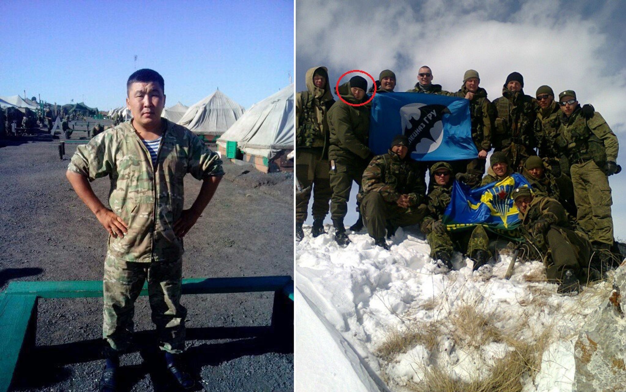 Left: Dashima’s father, Tumen Ochirnimaev. Right: GRU special forces.