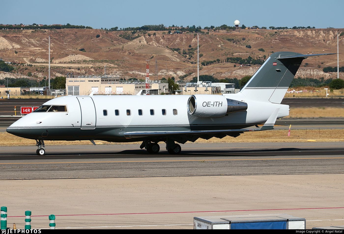 The Bombardier Challenger (OE-ITH) used by Yakovenko and Tsyplenkova on their trip to Munich in 2021