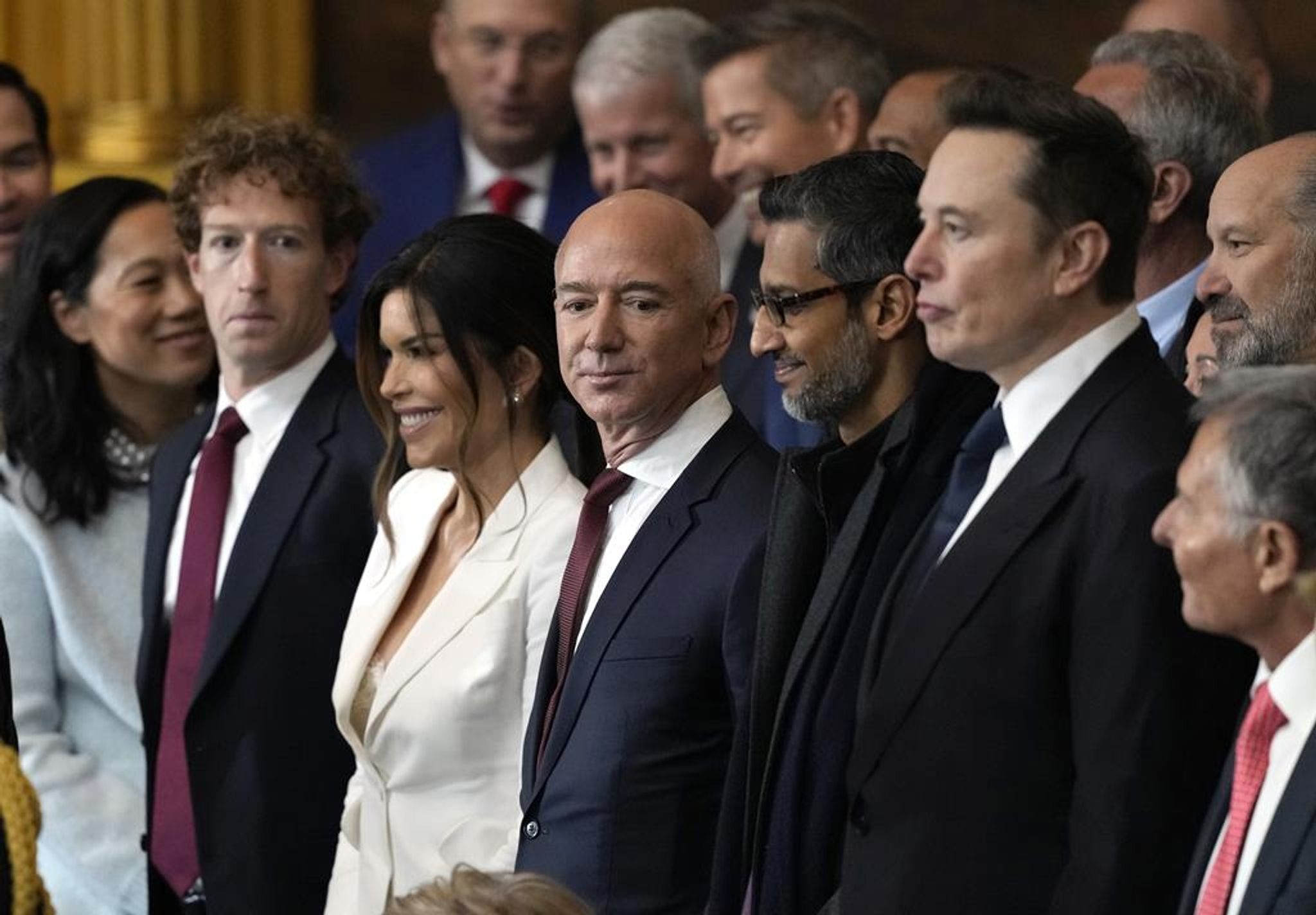 Mark Zuckerberg, Jeff Bezos, and Elon Musk at Donald Trump’s inauguration 