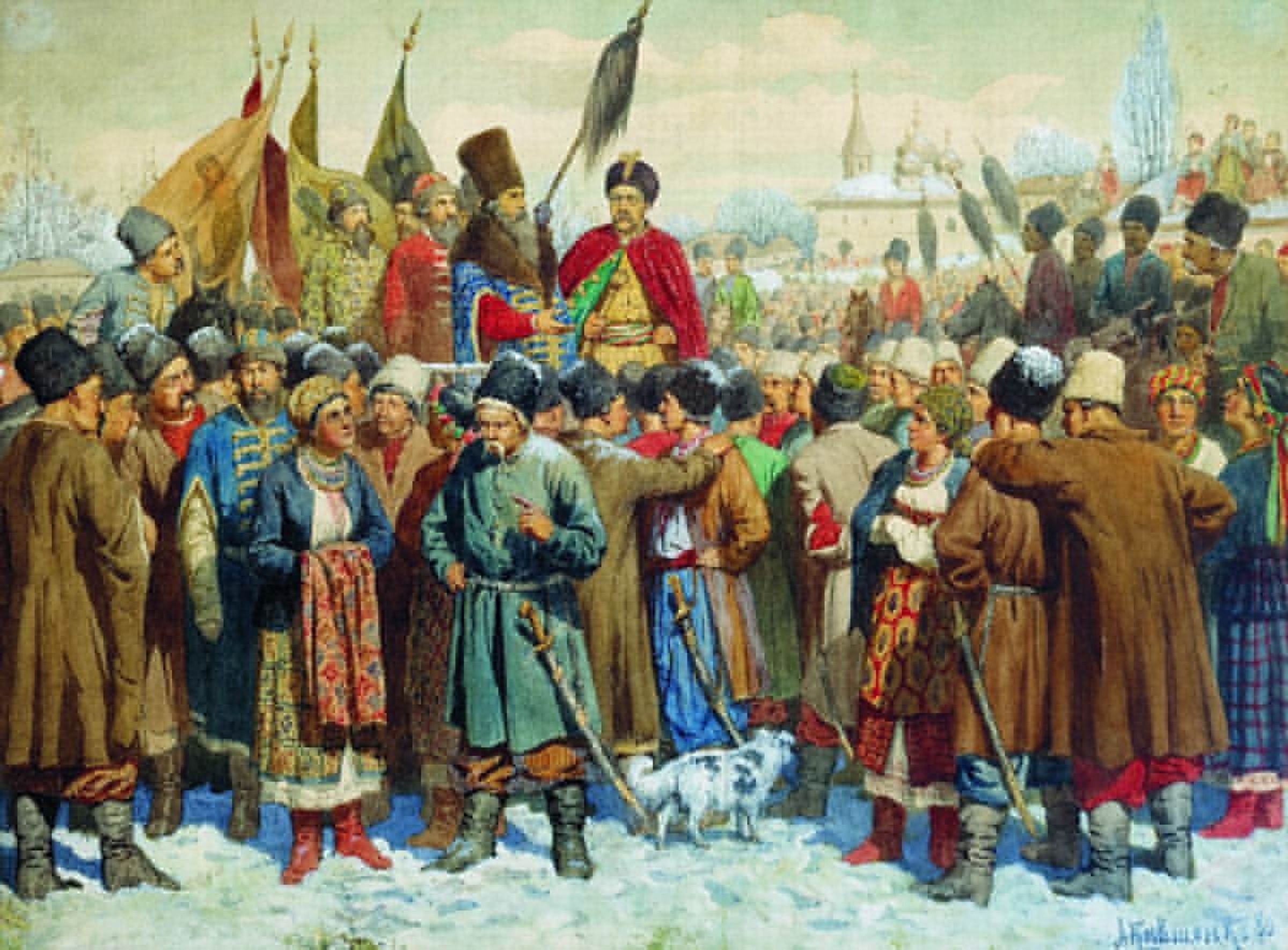Aleksey Kivshenko, Pereyaslavska Rada. Watercolor, 1880.
