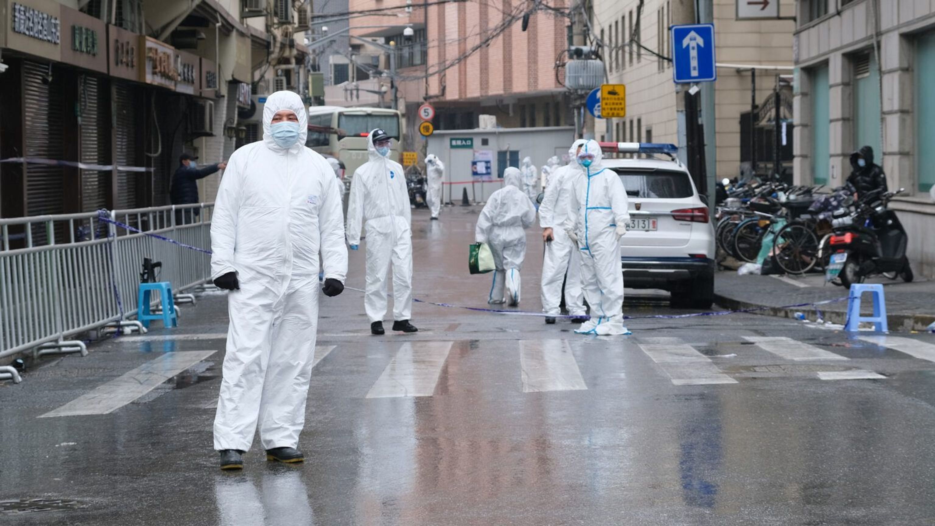 Medical workers on the streets of Shanghai