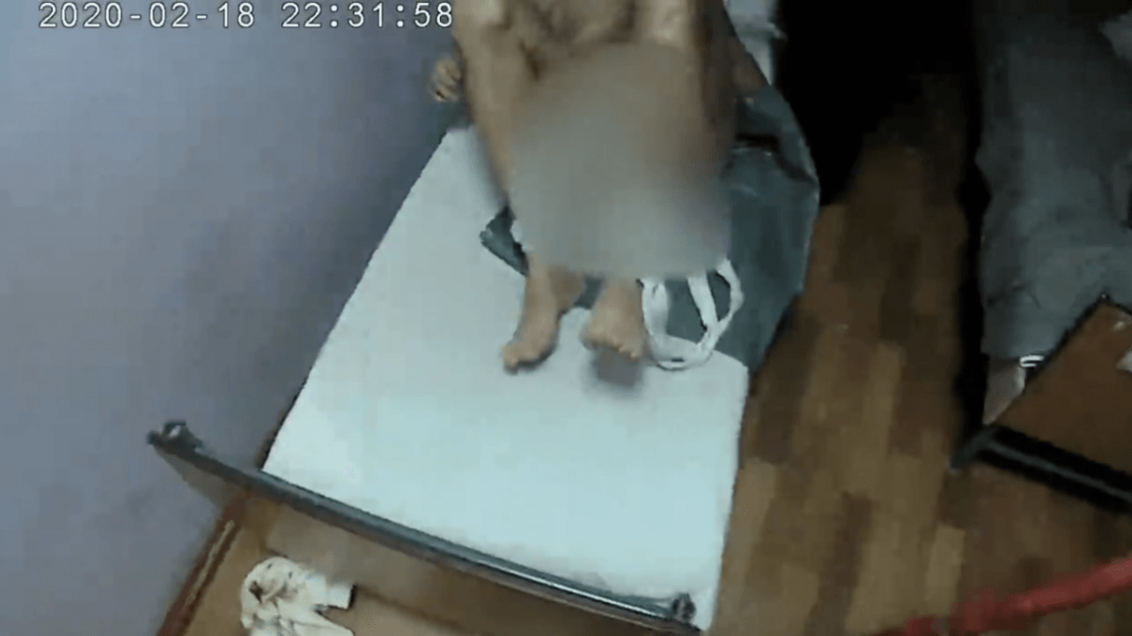 A still taken from one of a series of videos from Saratov prison hospital