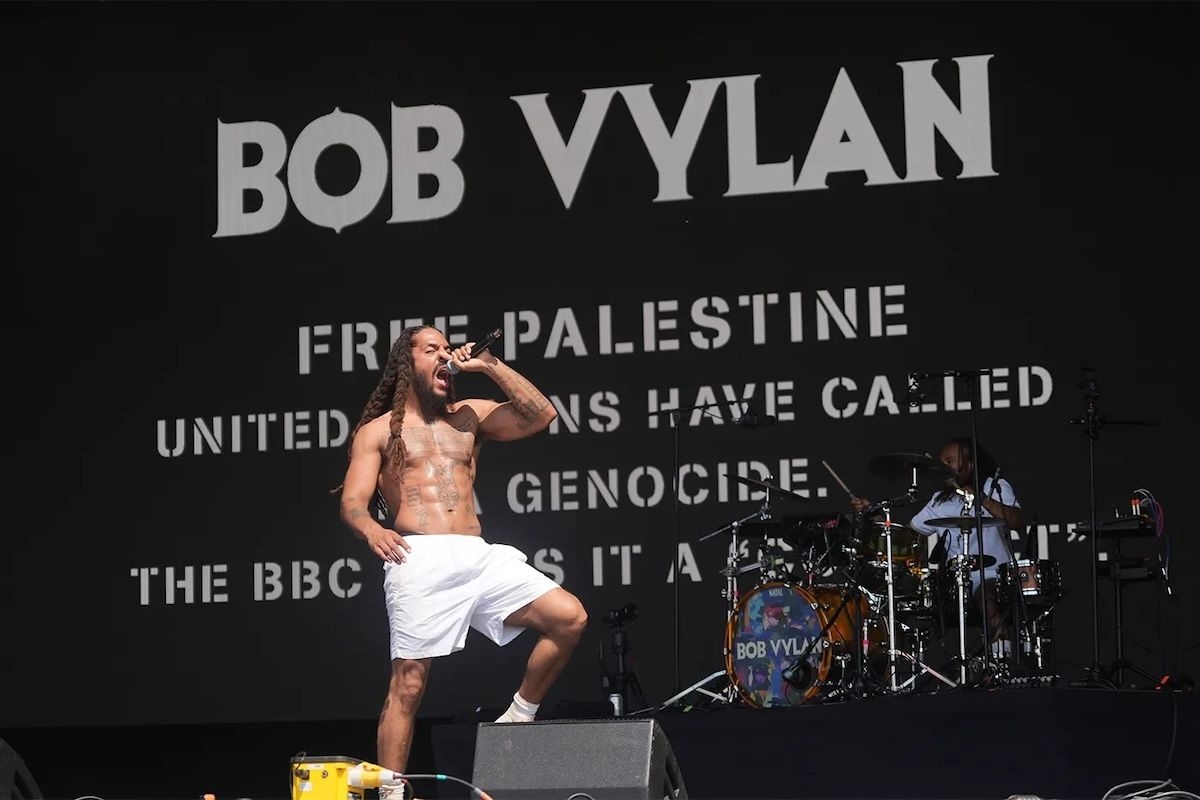Bob Vylan performing at Glastonbury 2025.