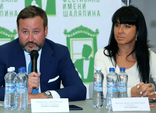 Тимербулат Каримов, член совета директоров «Русской медной компании» и председатель Совета Плёсского городского поселения с женой Ингой Каримовой, дочерью Игоря Сечина