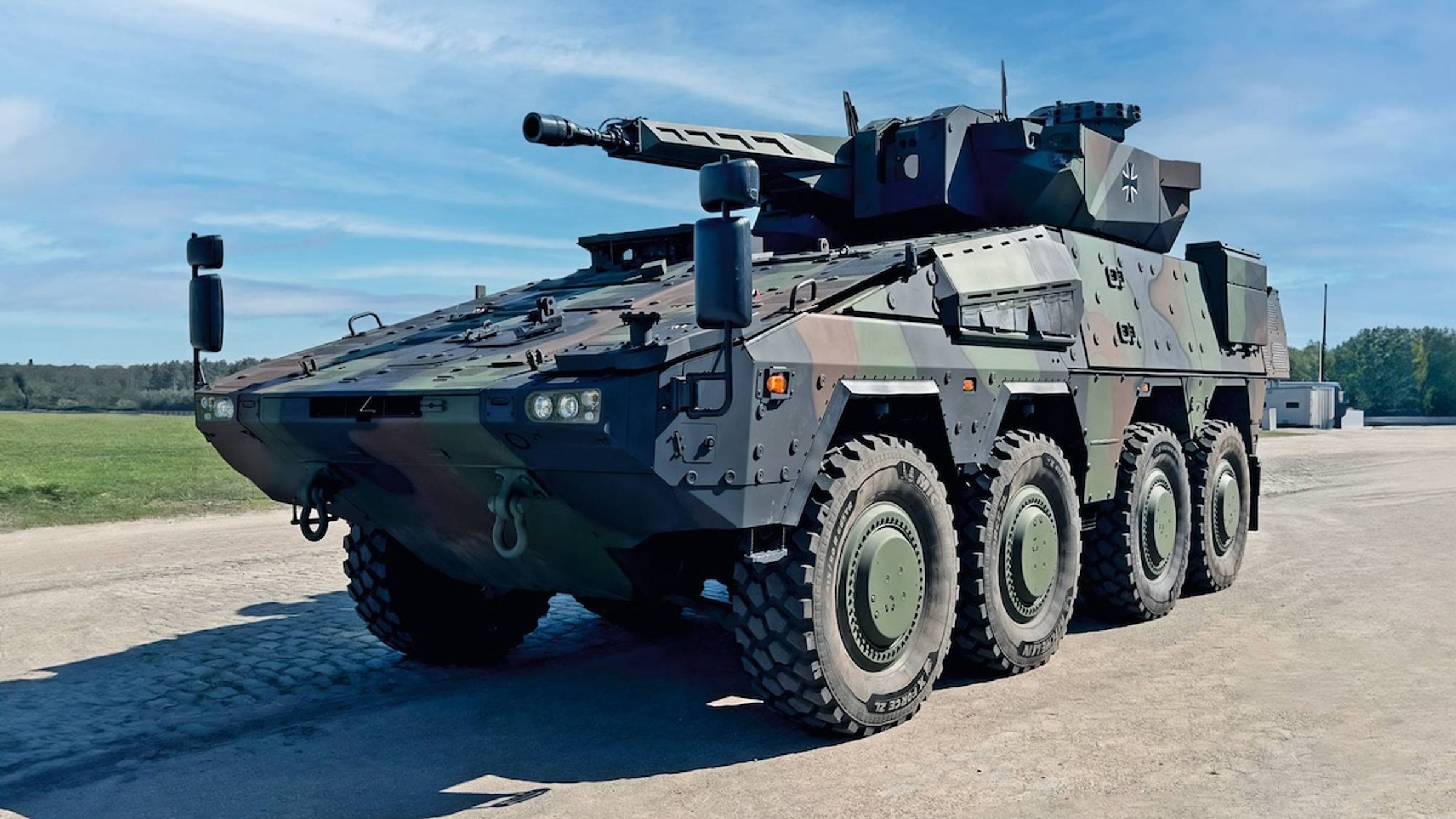 A Boxer armored transport vehicle