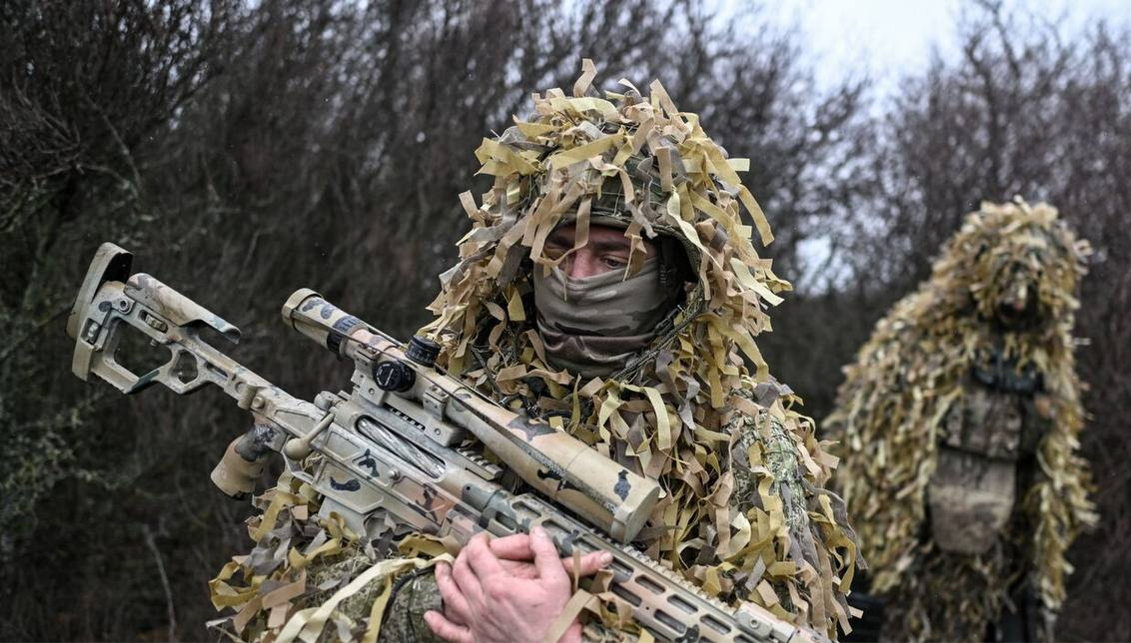 Sniper of Russia’s 25th Army of the “West” Grouping of Forces with the ORSIS-CT20 rifle chambered in .375 CheyTac.