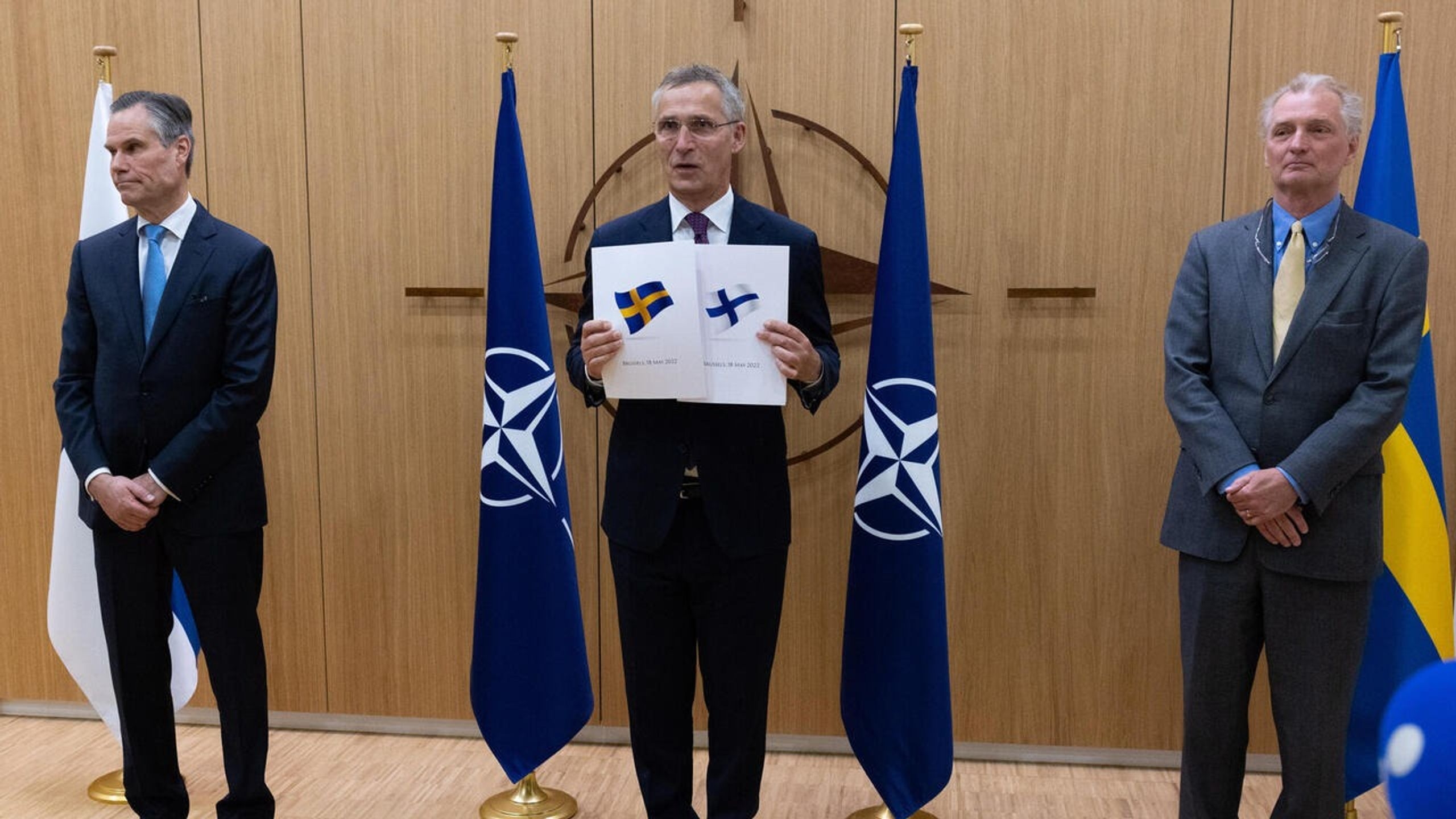 Finnish and Swedish Ambassadors to NATO submit applications for NATO membership to Secretary General Jens Stoltenberg