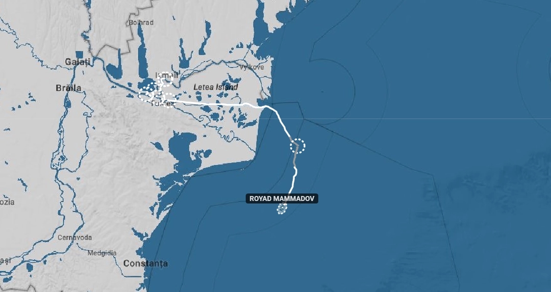 The route of the Royad Mammadov after leaving the Ukrainian port of Izmail (Sept. 16 to Oct. 5, 2026)