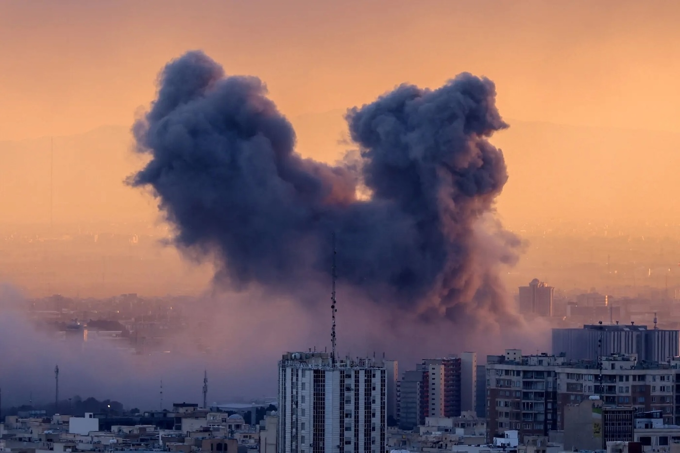 A plume of smoke rises after a strike on Tehran on Tuesday, Mar. 3, 2026. Photo: AFP